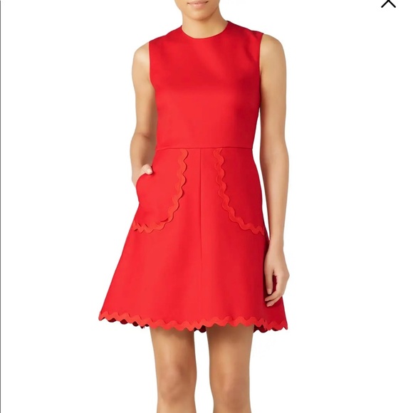 RED Valentino Dresses & Skirts - Red Valentino Red Scalloped Trim Dress size 4
